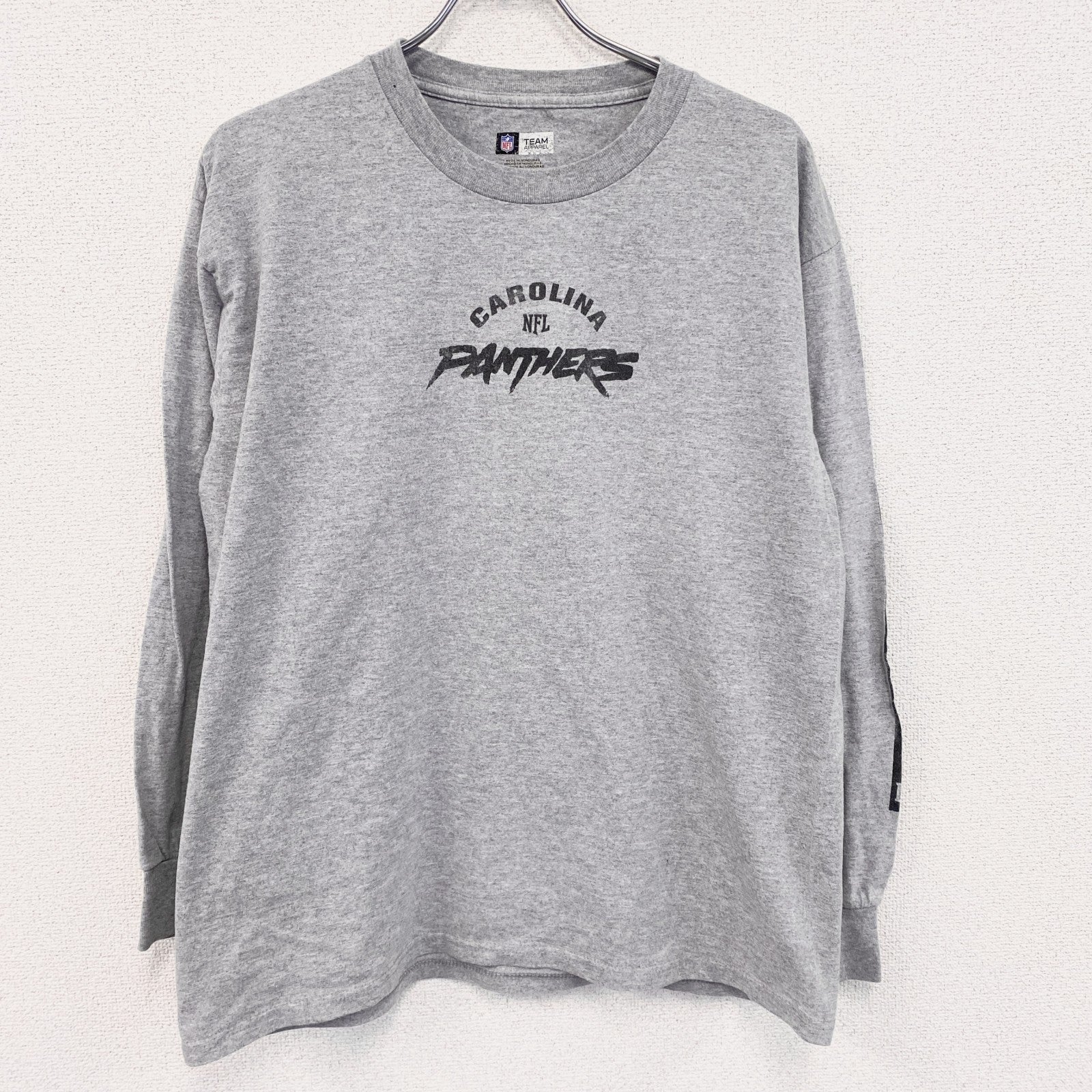 NFL　長袖プリントTシャツ　カロライナパンサーズ　灰色　グレー　Lサイズ