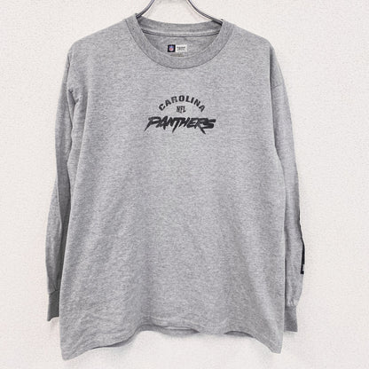 NFL　長袖プリントTシャツ　カロライナパンサーズ　灰色　グレー　Lサイズ