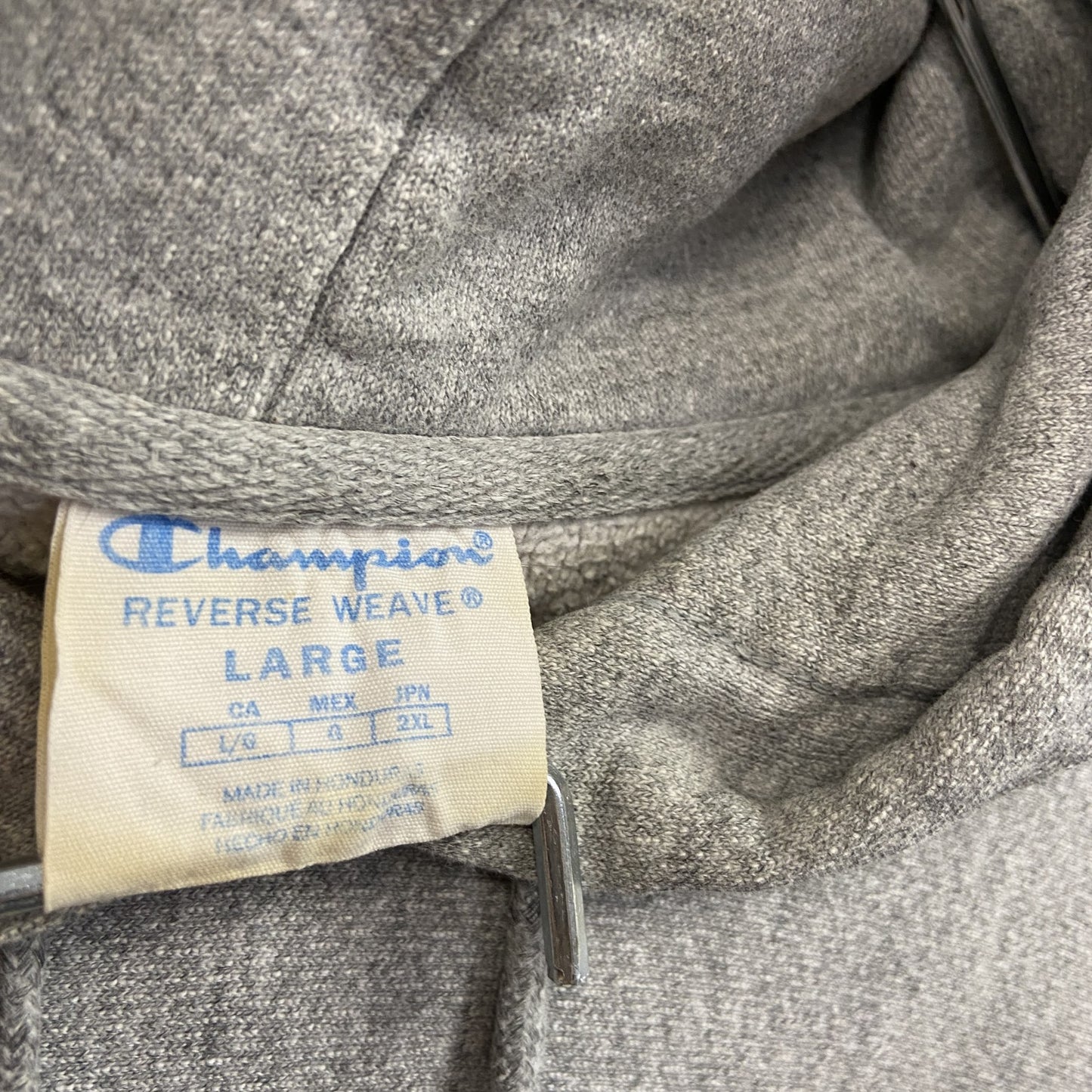 Champion　チャンピオン　リバースウィーブ　スウェットパーカー/フーディー　刺繍ロゴ　霜降りグレー　Lサイズ