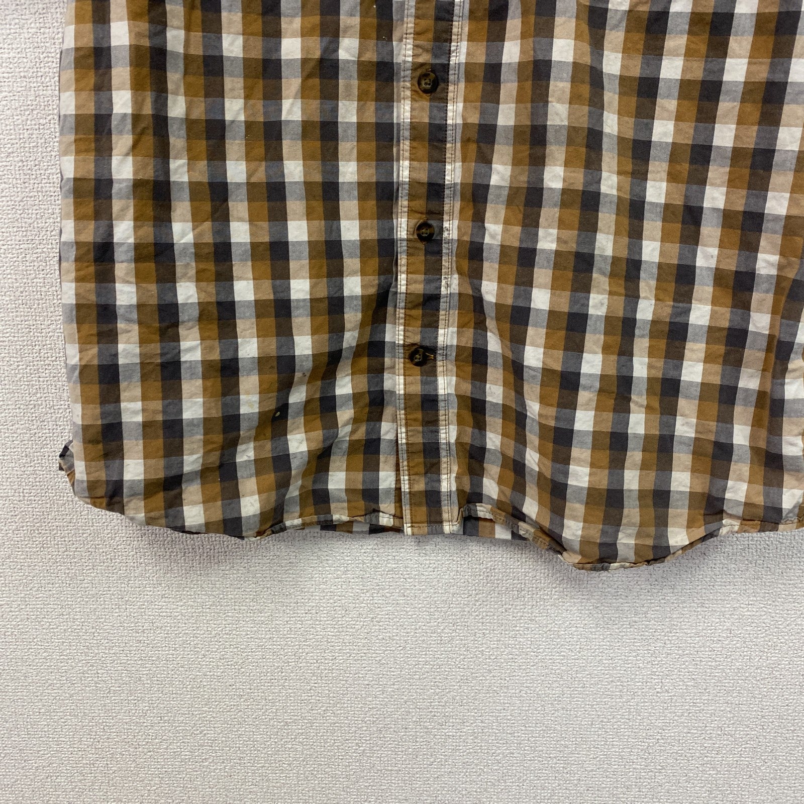 Carhartt　カーハート　半袖ボタンダウンシャツ　ギンガムチェック　オレンジ　Lサイズ