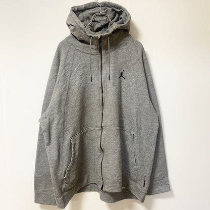 古着 used　AIR JORDAN　長袖ワンポイントロゴフルジップパーカー　スウェットフーディ　グレー　3XLサイズ