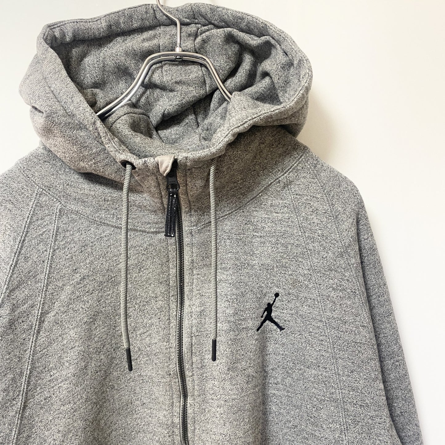 古着 used　AIR JORDAN　長袖ワンポイントロゴフルジップパーカー　スウェットフーディ　グレー　3XLサイズ