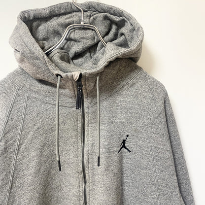 古着 used　AIR JORDAN　長袖ワンポイントロゴフルジップパーカー　スウェットフーディ　グレー　3XLサイズ