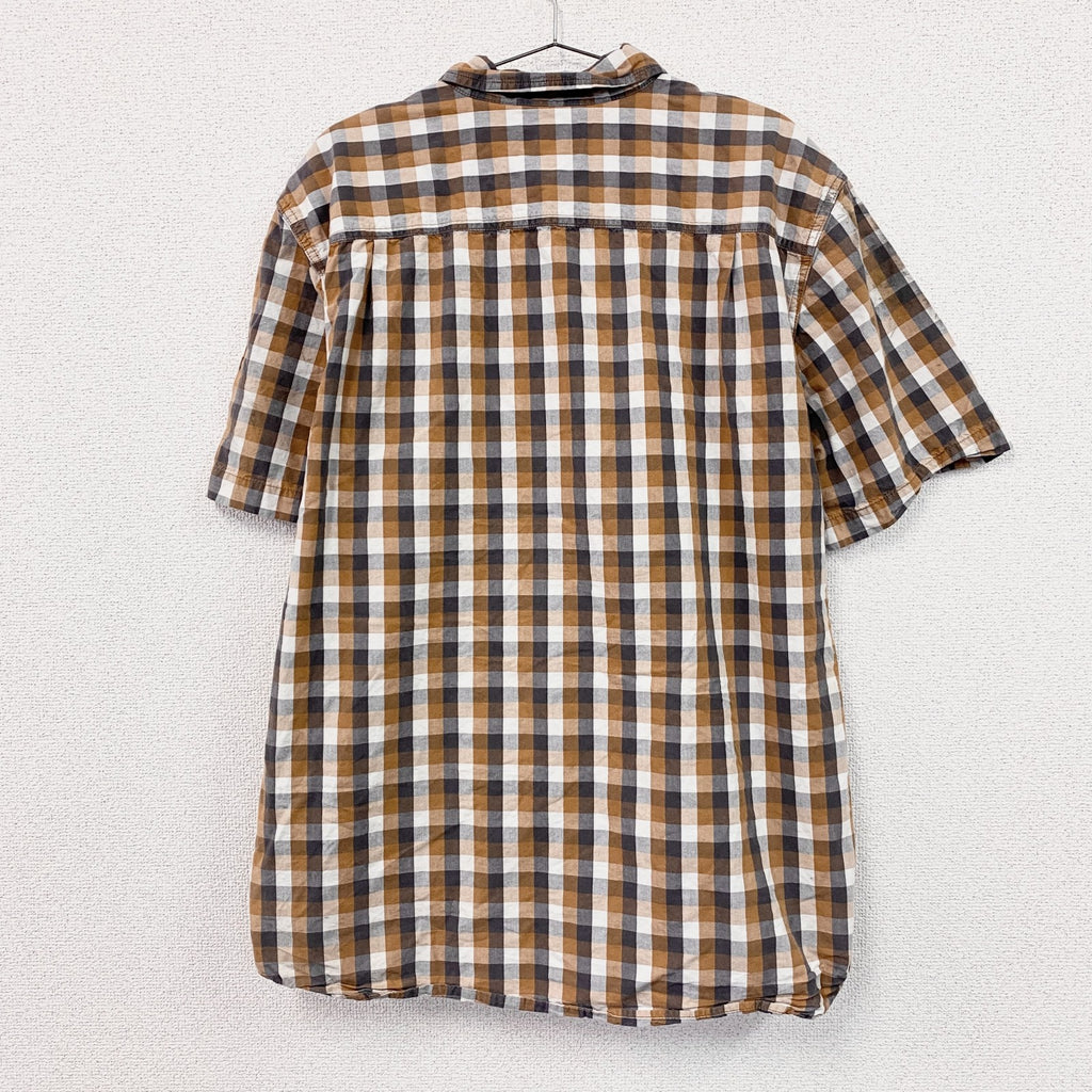 Carhartt　カーハート　半袖ボタンダウンシャツ　ギンガムチェック　オレンジ　Lサイズ