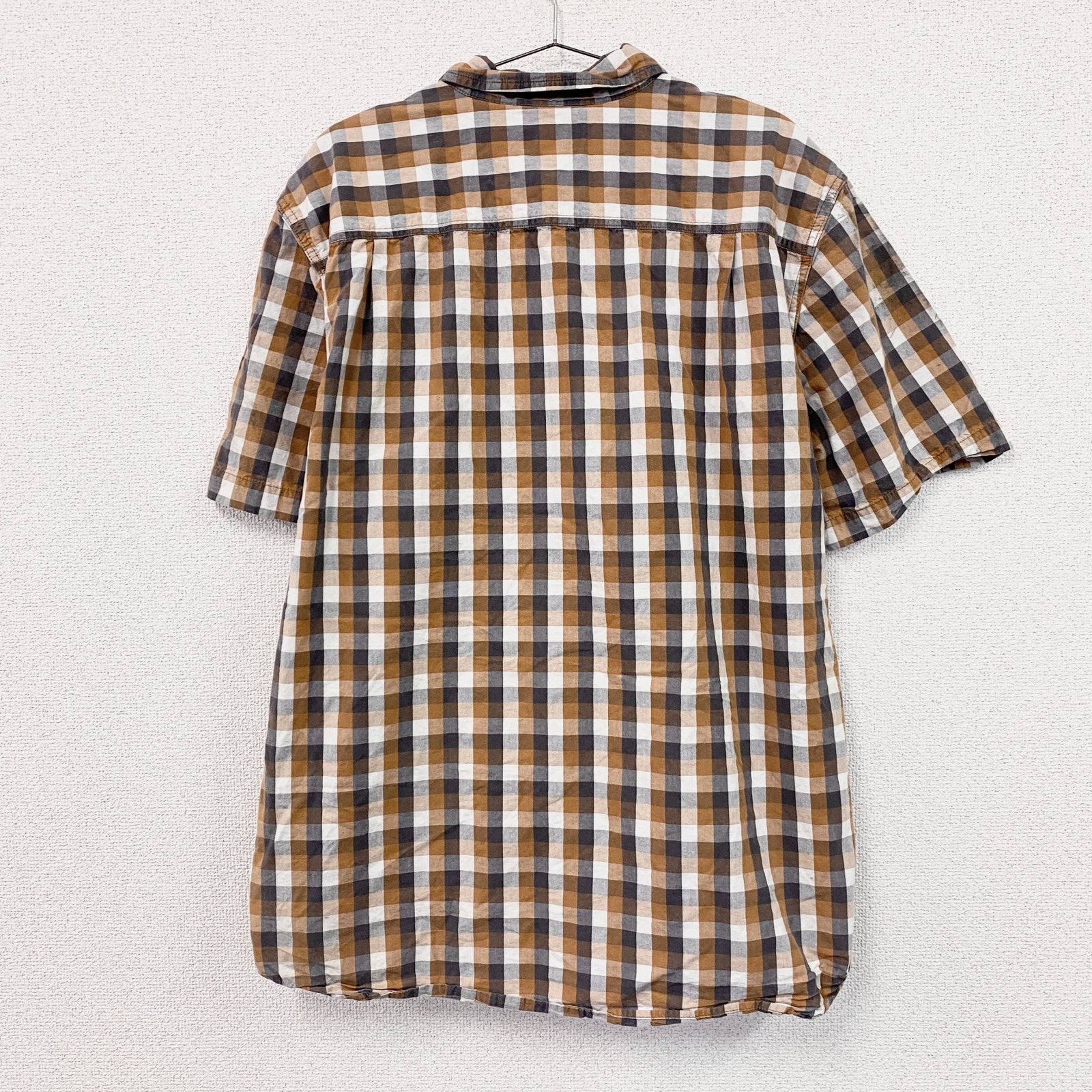 Carhartt　カーハート　半袖ボタンダウンシャツ　ギンガムチェック　オレンジ　Lサイズ