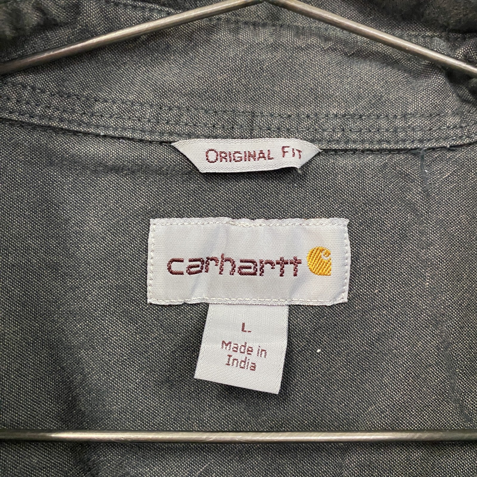 Carhartt　カーハート　半袖ボタンダウンシャツ　ワークシャツ　ダブルポケット　ダークグレー　Lサイズ