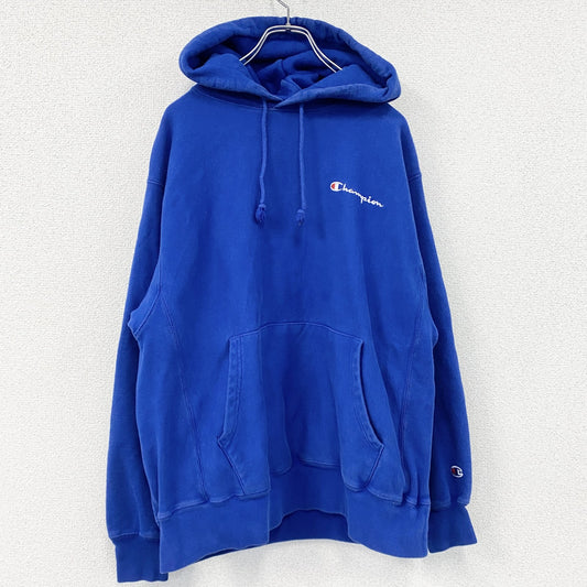 Champion　チャンピオン　リバースウィーブ　スウェットパーカー/フーディー　ワンポイント　刺繍ロゴ　現行　青　ブルー　Lサイズ
