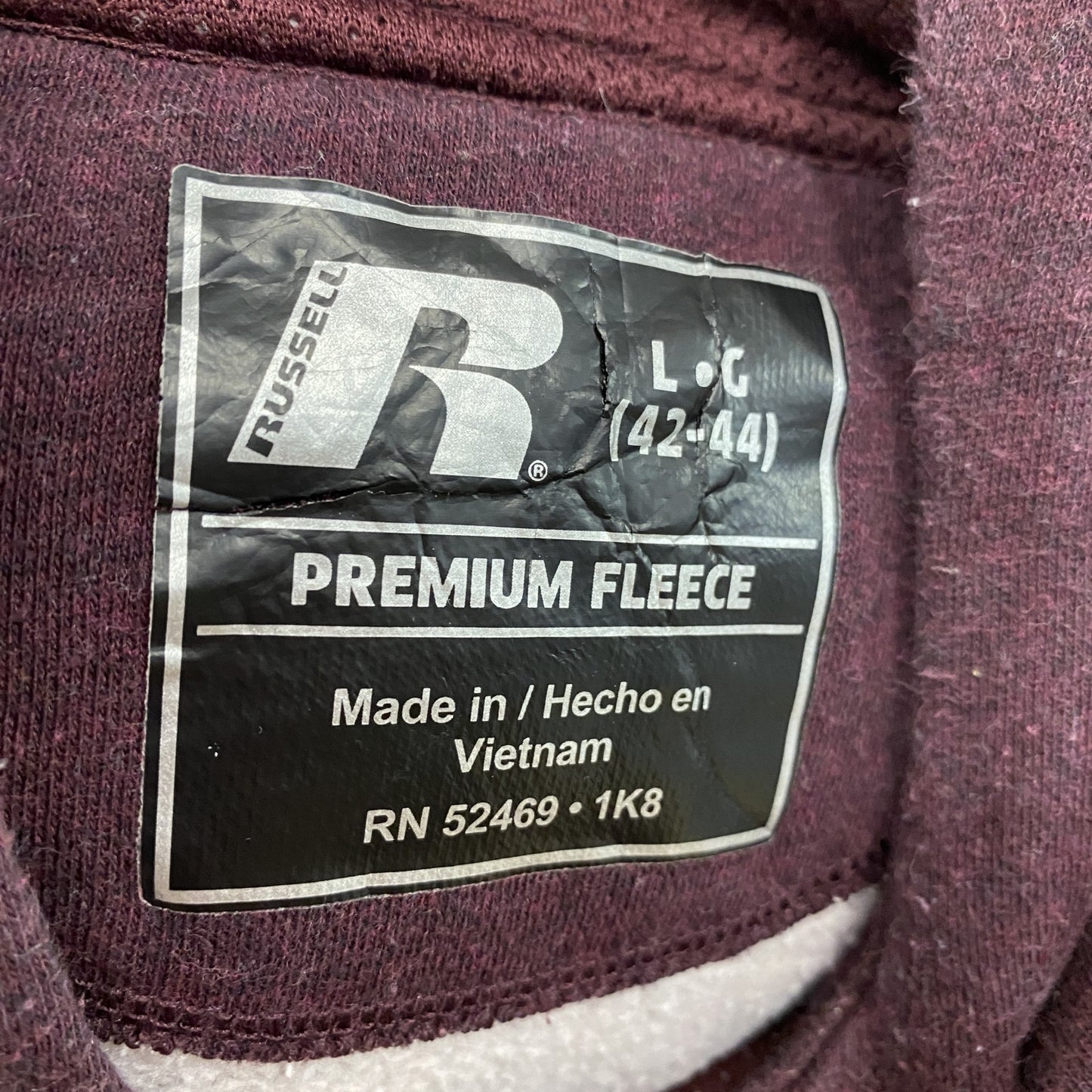 RUSSELL PREMIUM FLEECE　ラッセル　スウェットパーカー/フーディー　赤　ワインレッド　Lサイズ