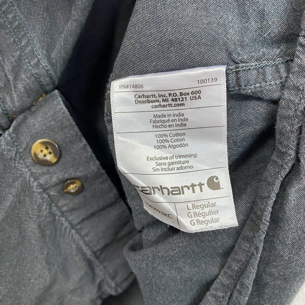 Carhartt　カーハート　半袖ボタンダウンシャツ　ワークシャツ　ダブルポケット　ダークグレー　Lサイズ