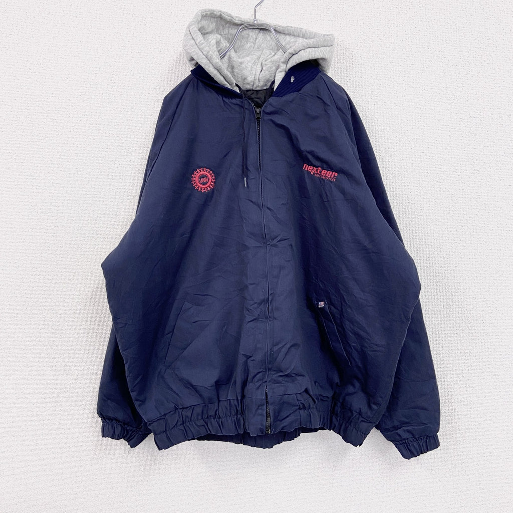 90s～　PNIME　UNION WEAR　フルジップダックパーカー　ヴィンテージ　紺　ネイビー　XXXLサイズ
