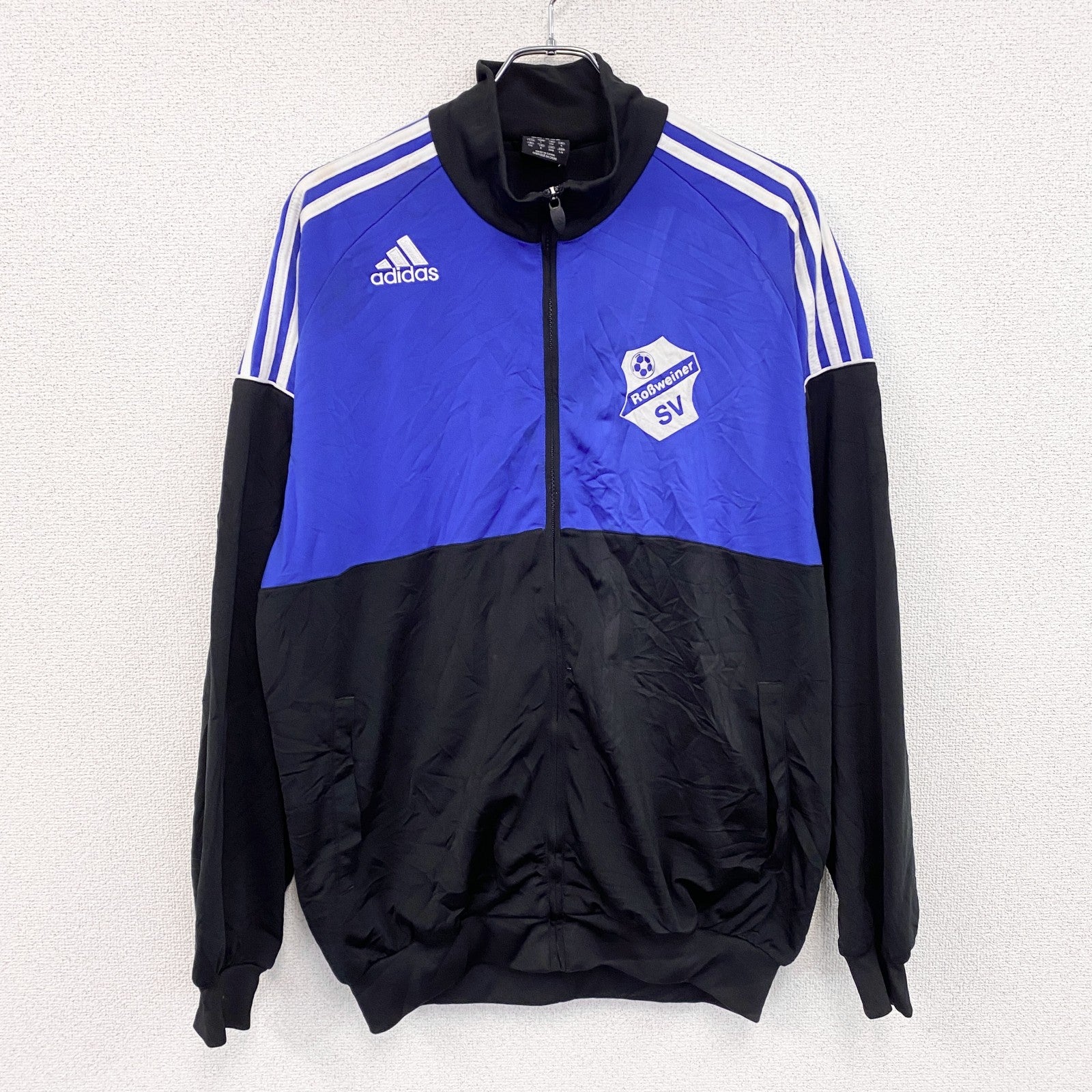 adidas　アディダス　トラックジャケット/ジャージ　刺繍ロゴ　青　ブルー　2XLサイズ