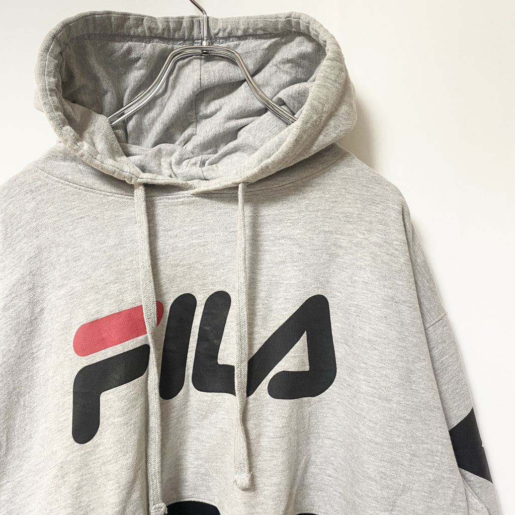FILA　フィラ　スウェットパーカー/フーディー　デカロゴ　スポーツミックス　ビッグシルエット　グレー　ブラック　1XＬサイズ