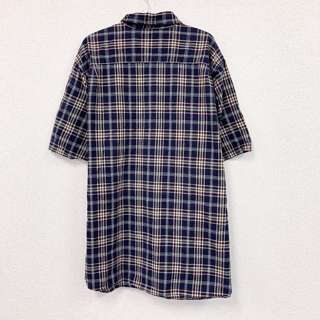 Carhartt　カーハート　半袖ボタンダウンシャツ　チェック柄　紺　ネイビー　XLサイズ
