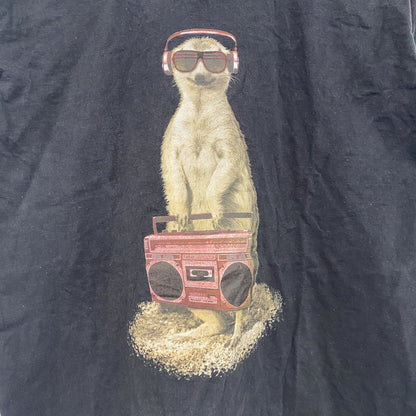 FRUIT OF THE LOOM　フルーツオブザルーム　半袖アニマルTシャツ　ミーヤーキャット　黒　ブラック　14-15サイズ