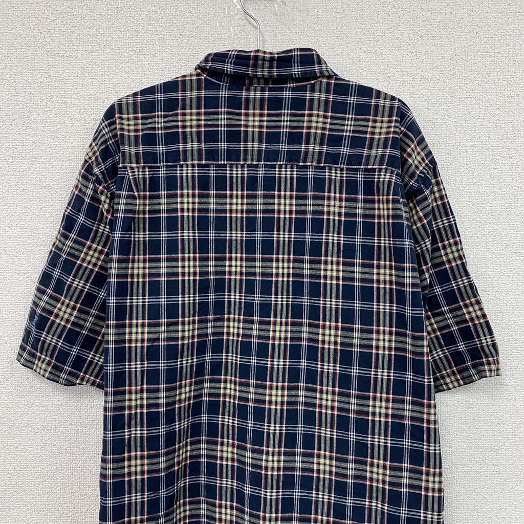 Carhartt　カーハート　半袖ボタンダウンシャツ　チェック柄　紺　ネイビー　XLサイズ