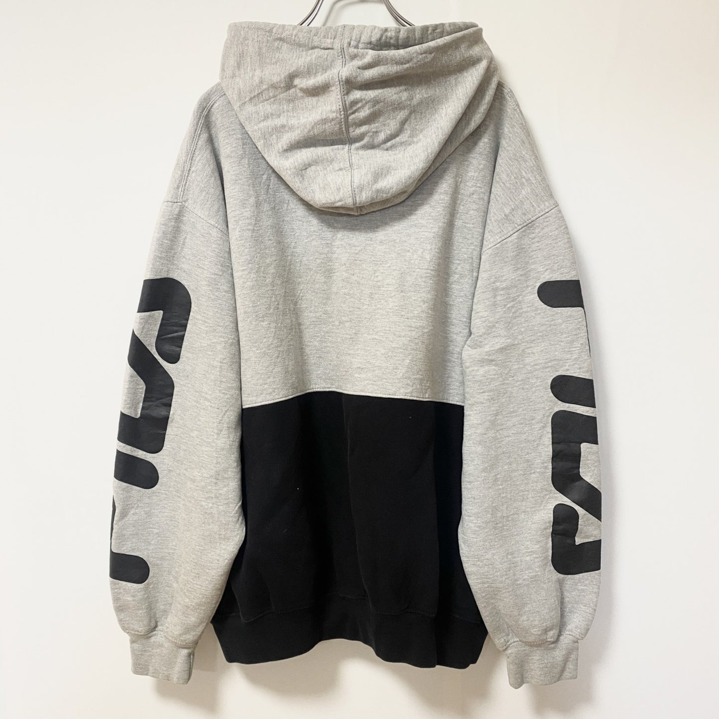 FILA　フィラ　スウェットパーカー/フーディー　デカロゴ　スポーツミックス　ビッグシルエット　グレー　ブラック　1XＬサイズ