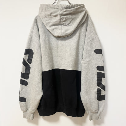 FILA　フィラ　スウェットパーカー/フーディー　デカロゴ　スポーツミックス　ビッグシルエット　グレー　ブラック　1XＬサイズ