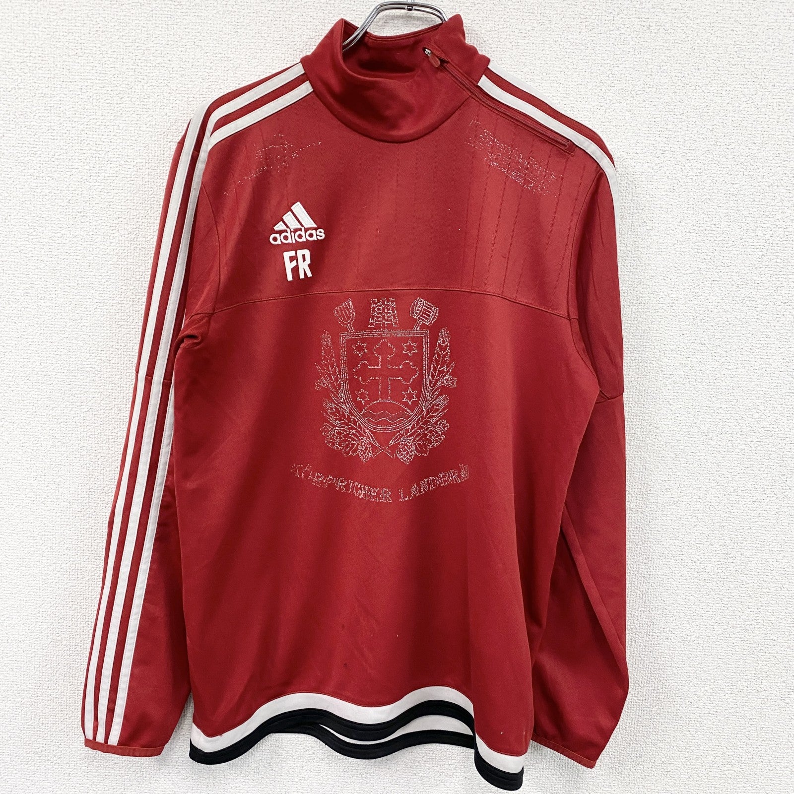 adidas　アディダス　ハーフジップトラックジャケット/ジャージ　デカロゴ　パフォーマンスロゴ　赤　レッド　Mサイス