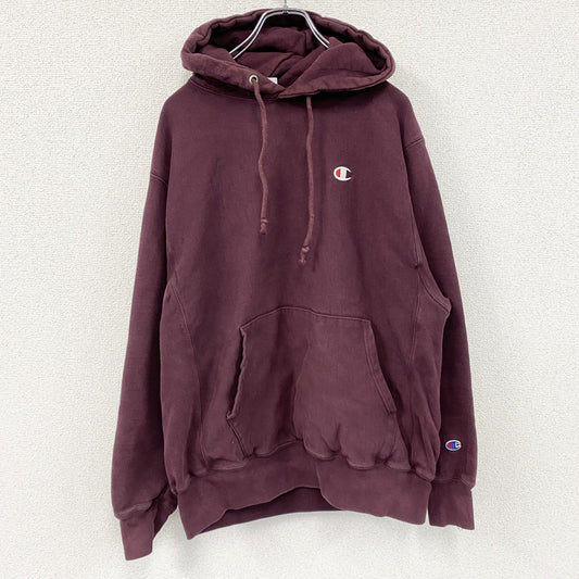 Champion　チャンピオン　リバースウィーブ　スウェットパーカー/フーディー　ワンポイント　刺繍ロゴ　ワインレッド　Lサイズ