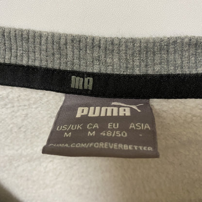 古着 used　PUMA プーマ　長袖フロントデザインスウェット　トレーナー　クルーネック　グレー　カジュアル　Mサイズ