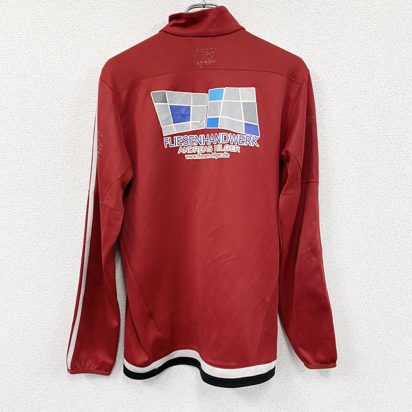 adidas　アディダス　ハーフジップトラックジャケット/ジャージ　デカロゴ　パフォーマンスロゴ　赤　レッド　Mサイス