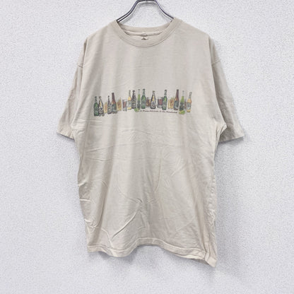 newpor blue　半袖プリントTシャツ　ビール　ベージュ　XXLサイズ