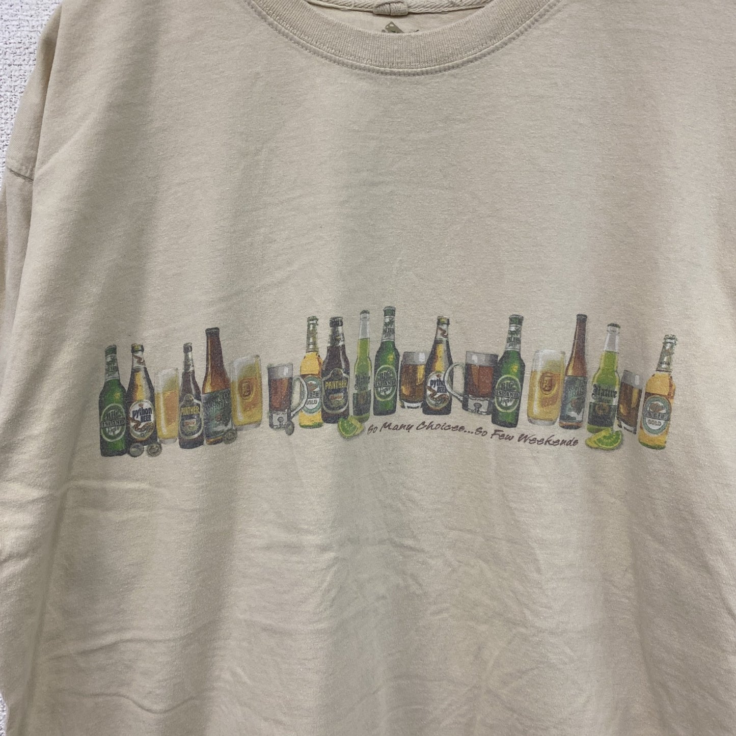 newpor blue　半袖プリントTシャツ　ビール　ベージュ　XXLサイズ