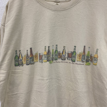 newpor blue　半袖プリントTシャツ　ビール　ベージュ　XXLサイズ