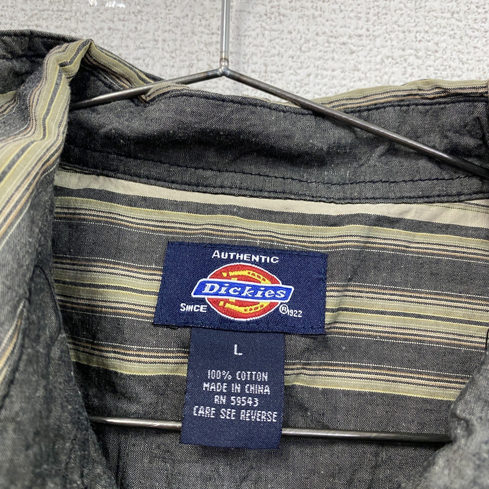Dickies　ディッキーズ　半袖ボタンダウンシャツ　ボックスシルエット　ストライプ　マルチカラー　Lサイズ