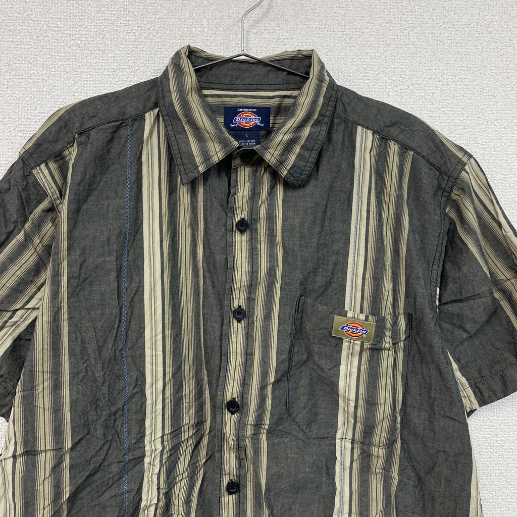 Dickies　ディッキーズ　半袖ボタンダウンシャツ　ボックスシルエット　ストライプ　マルチカラー　Lサイズ