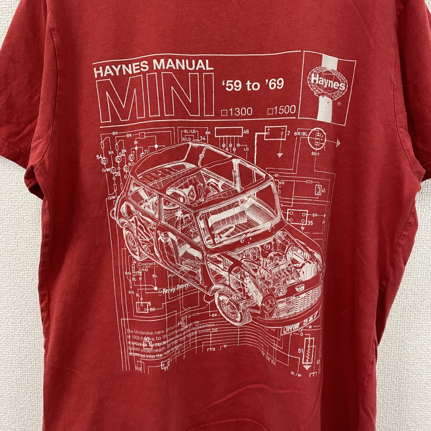 Haynes　半袖プリントTシャツ　ミニクーパー　赤　レッド　Mサイズ