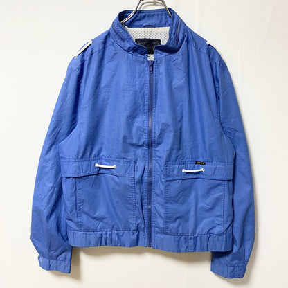 古着 used　Sport Crest　長袖フルジップナイロンジャケット　ジャンパー　レトロデザイン　ブルー　青　Mサイズ