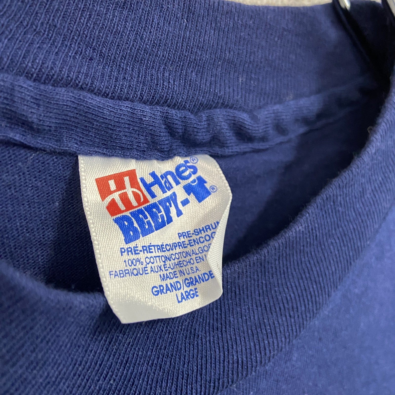 90s　Hanes　ヘインズ　半袖プリントTシャツ　ホノルル消防　3連プリント　シングルステッチ　紺　ネイビー　Lサイズ
