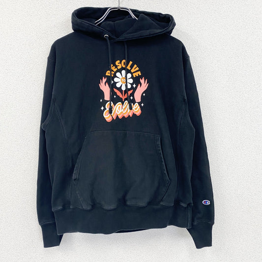 Champion　チャンピオン　リバースウィーブ　スウェットパーカー/フーディー　アーチプリント　黒　ブラック　Mサイズ