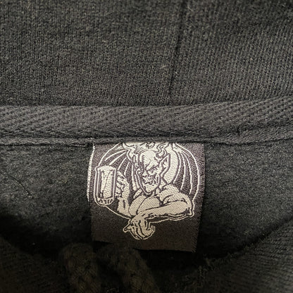 古着 used　ARROGANT BASTARD ALE　長袖プリントパーカー　バックプリント　黒　ブラック　レトロデザイン
