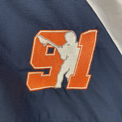 古着 used　Champion　チャンピオン　長袖ハーフジップナイロンジャケット　ワンポイント刺繍　ラクロス　Mサイズ