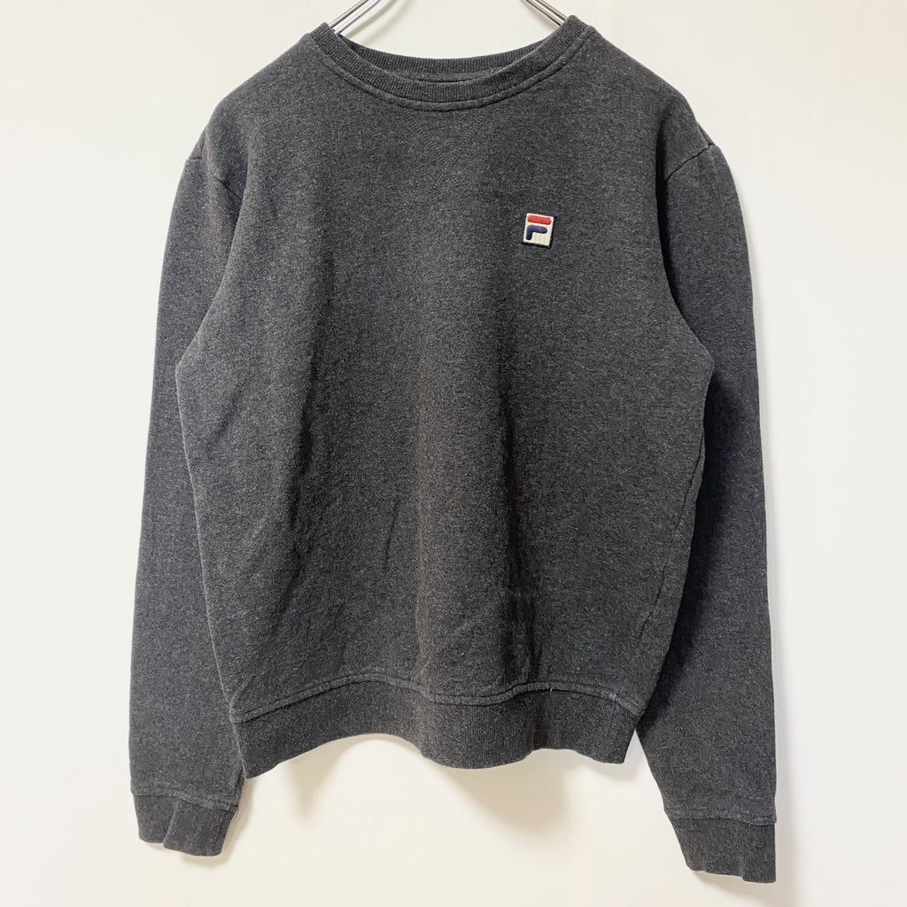 FILA　フィラ　スウェット/トレーナー　刺繍ロゴ　ワンポイント　スポーツミックス　ビッグシルエット　ダークグレー　Lサイズ