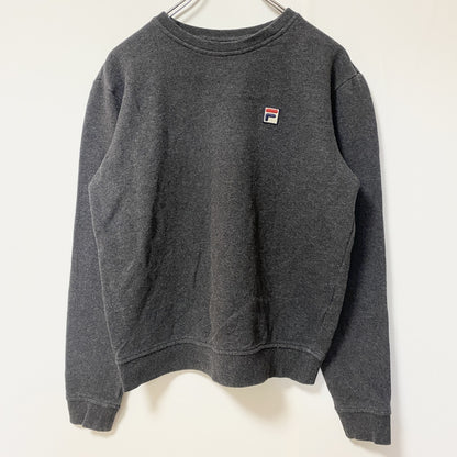 FILA　フィラ　スウェット/トレーナー　刺繍ロゴ　ワンポイント　スポーツミックス　ビッグシルエット　ダークグレー　Lサイズ