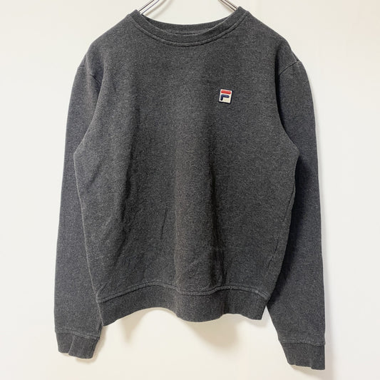 FILA　フィラ　スウェット/トレーナー　刺繍ロゴ　ワンポイント　スポーツミックス　ビッグシルエット　ダークグレー　Lサイズ