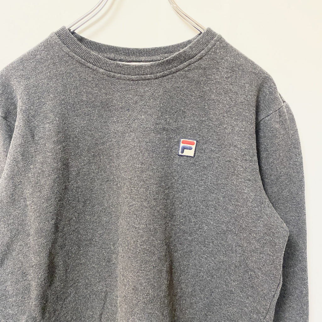 FILA　フィラ　スウェット/トレーナー　刺繍ロゴ　ワンポイント　スポーツミックス　ビッグシルエット　ダークグレー　Lサイズ