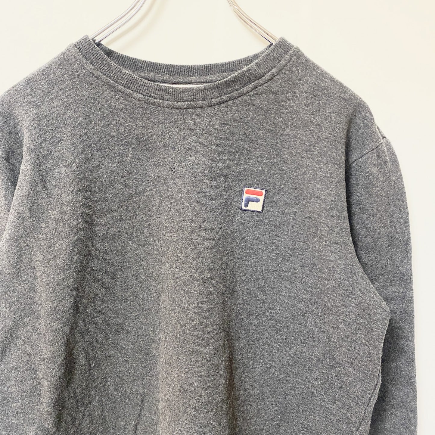 FILA　フィラ　スウェット/トレーナー　刺繍ロゴ　ワンポイント　スポーツミックス　ビッグシルエット　ダークグレー　Lサイズ