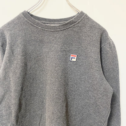 FILA　フィラ　スウェット/トレーナー　刺繍ロゴ　ワンポイント　スポーツミックス　ビッグシルエット　ダークグレー　Lサイズ