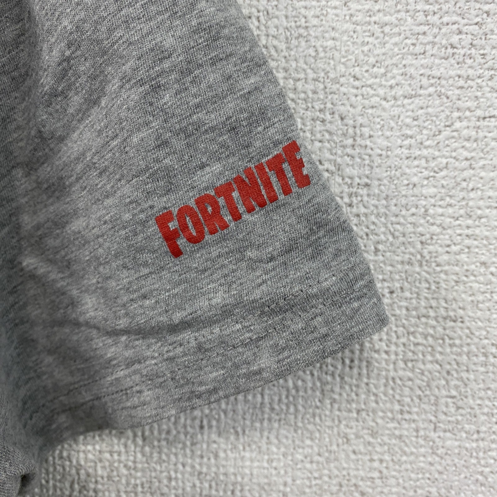 FORTNITE　フォートナイト　トマトヘッド　半袖プリントゲームTシャツ　キャラT　アーチプリント　灰色　グレー