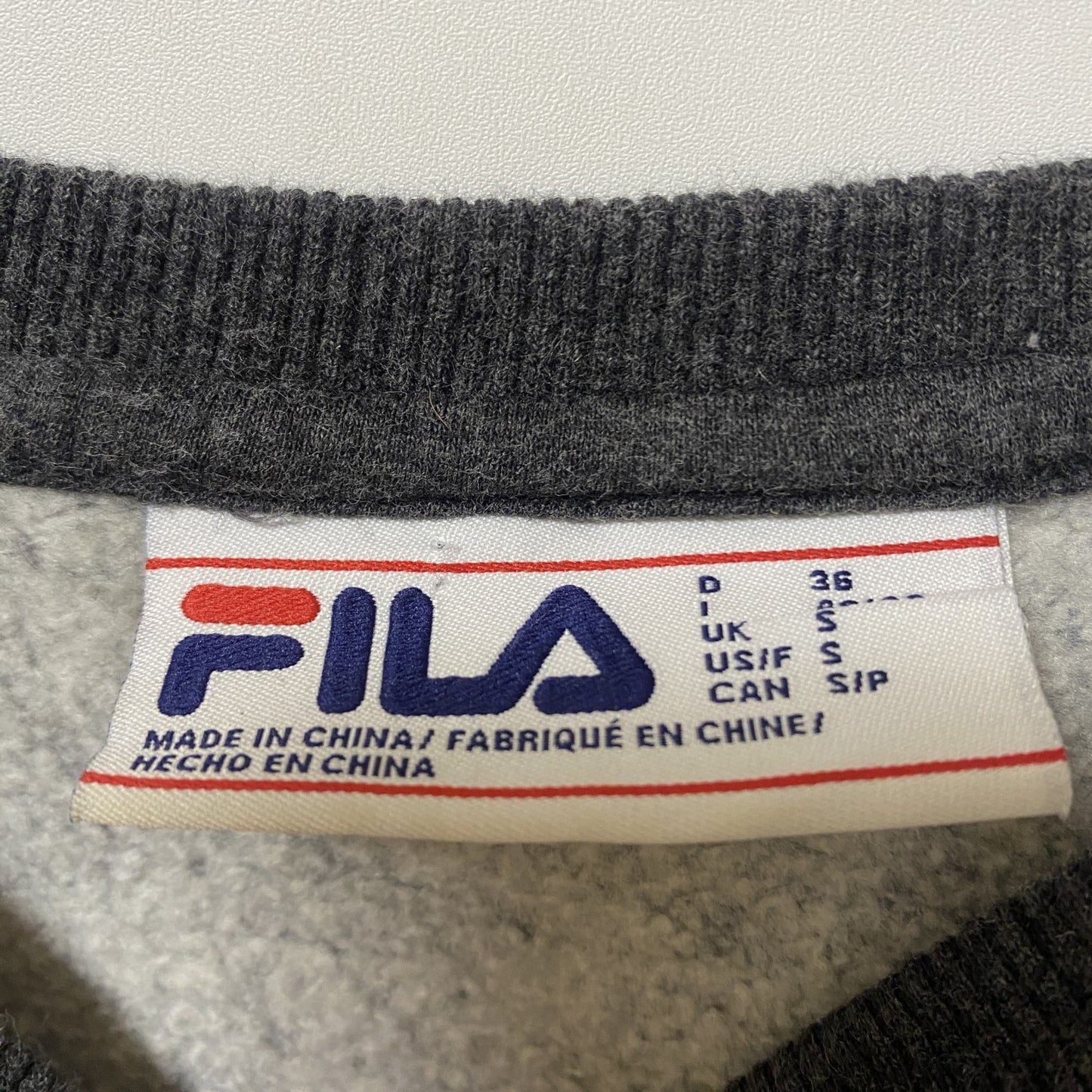 FILA　フィラ　スウェット/トレーナー　刺繍ロゴ　ワンポイント　スポーツミックス　ビッグシルエット　ダークグレー　Lサイズ