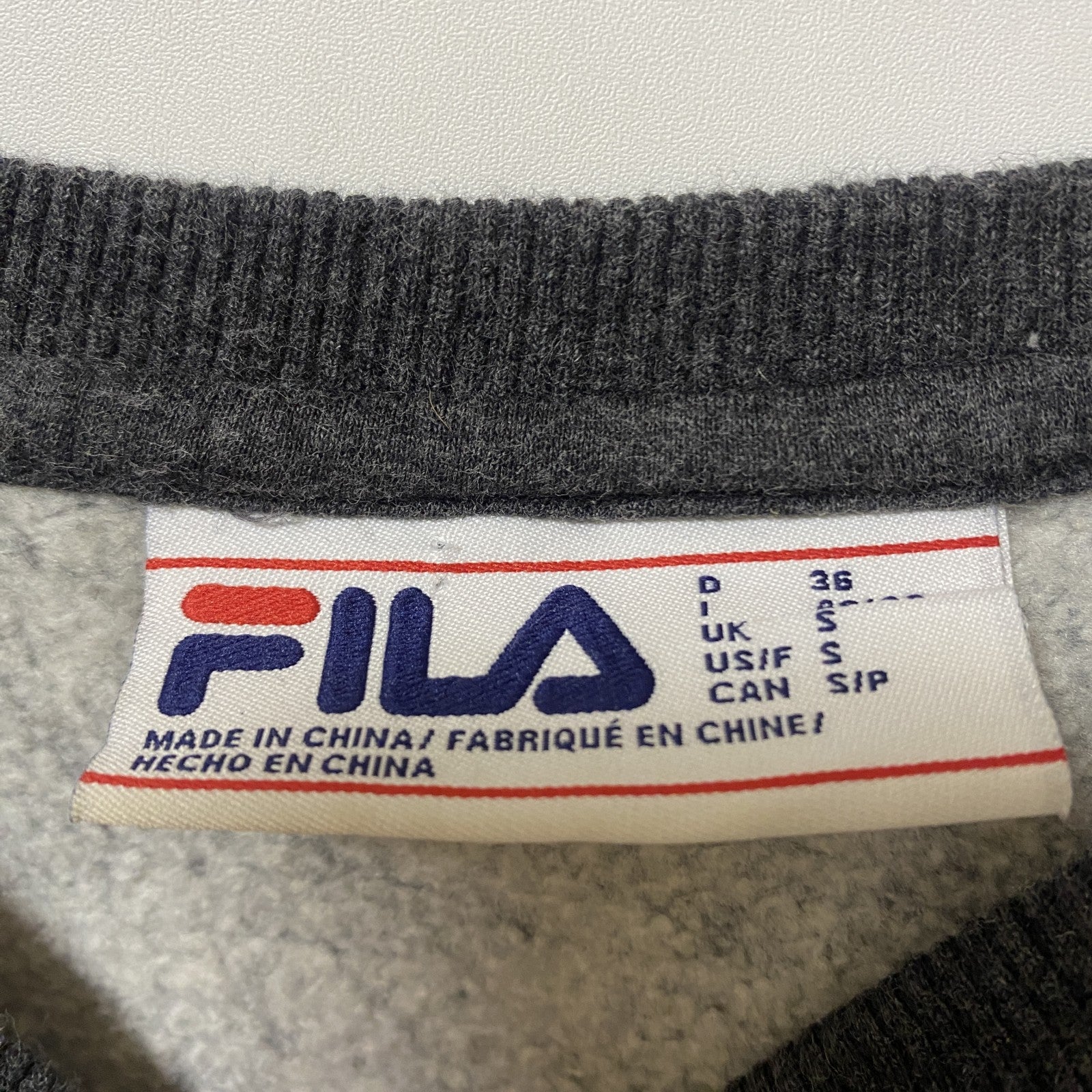 FILA　フィラ　スウェット/トレーナー　刺繍ロゴ　ワンポイント　スポーツミックス　ビッグシルエット　ダークグレー　Lサイズ