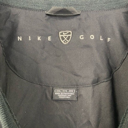 古着 used　NIKE GOLF　ナイキゴルフ　長袖ナイロンプルオーバー　ワンポイント刺繍　ヴィンテージ　黒　Lサイズ