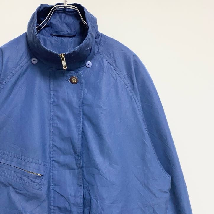 古着 used　Miss More　長袖ハイネックブルゾン　ジップアップジャンパー　紺　ネイビー　シンプル　秋冬服　レトロ