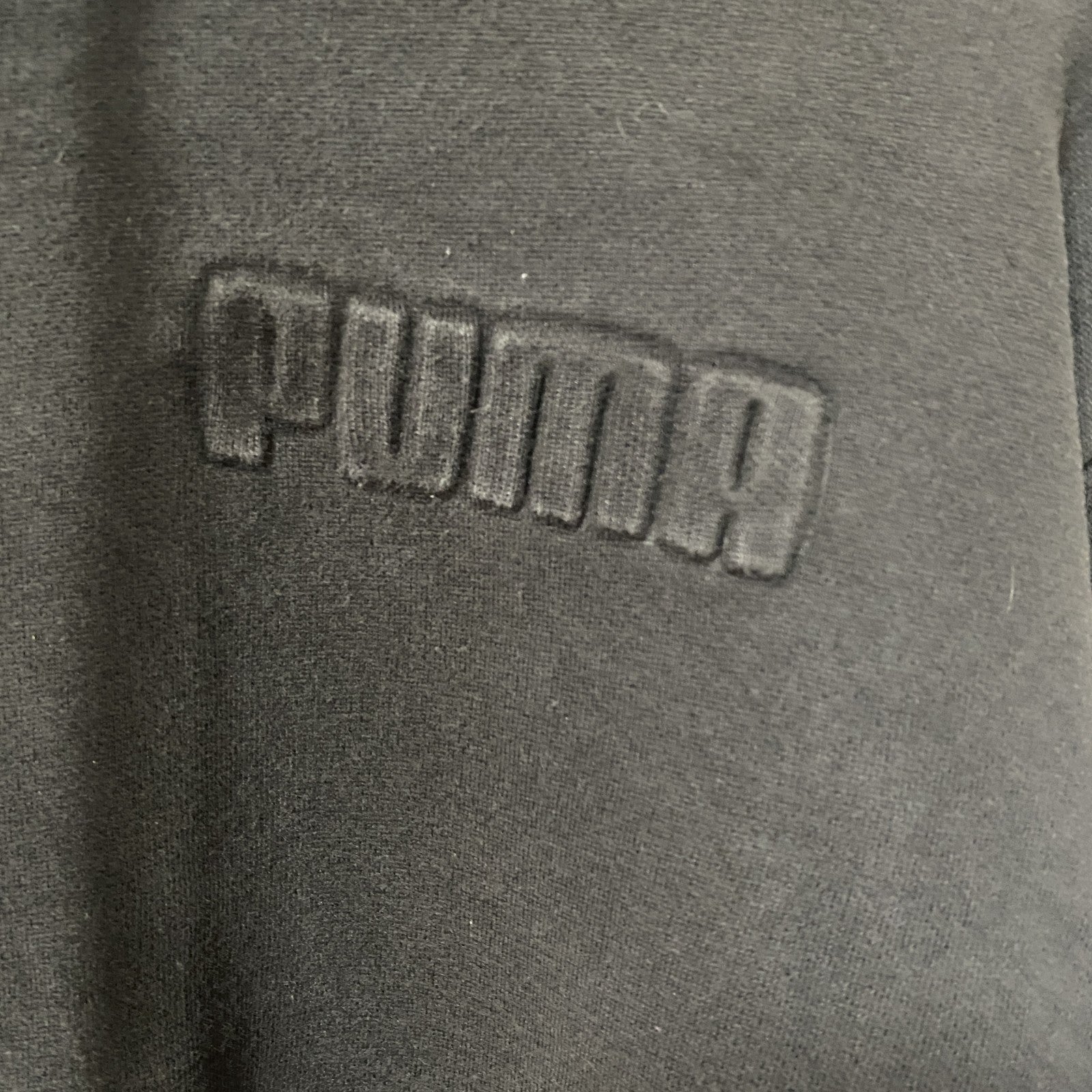 古着 used PUMA プーマ　長袖ワンポイントロゴデザインパーカー　フーディースウェット　黒　シンプル　Sサイズ