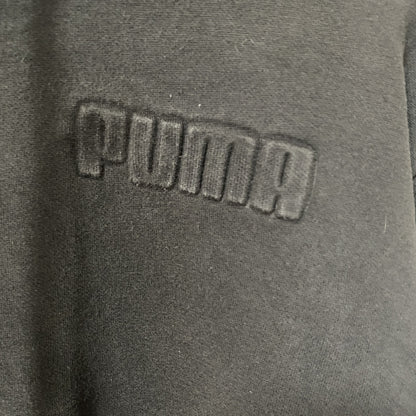 古着 used PUMA プーマ　長袖ワンポイントロゴデザインパーカー　フーディースウェット　黒　シンプル　Sサイズ