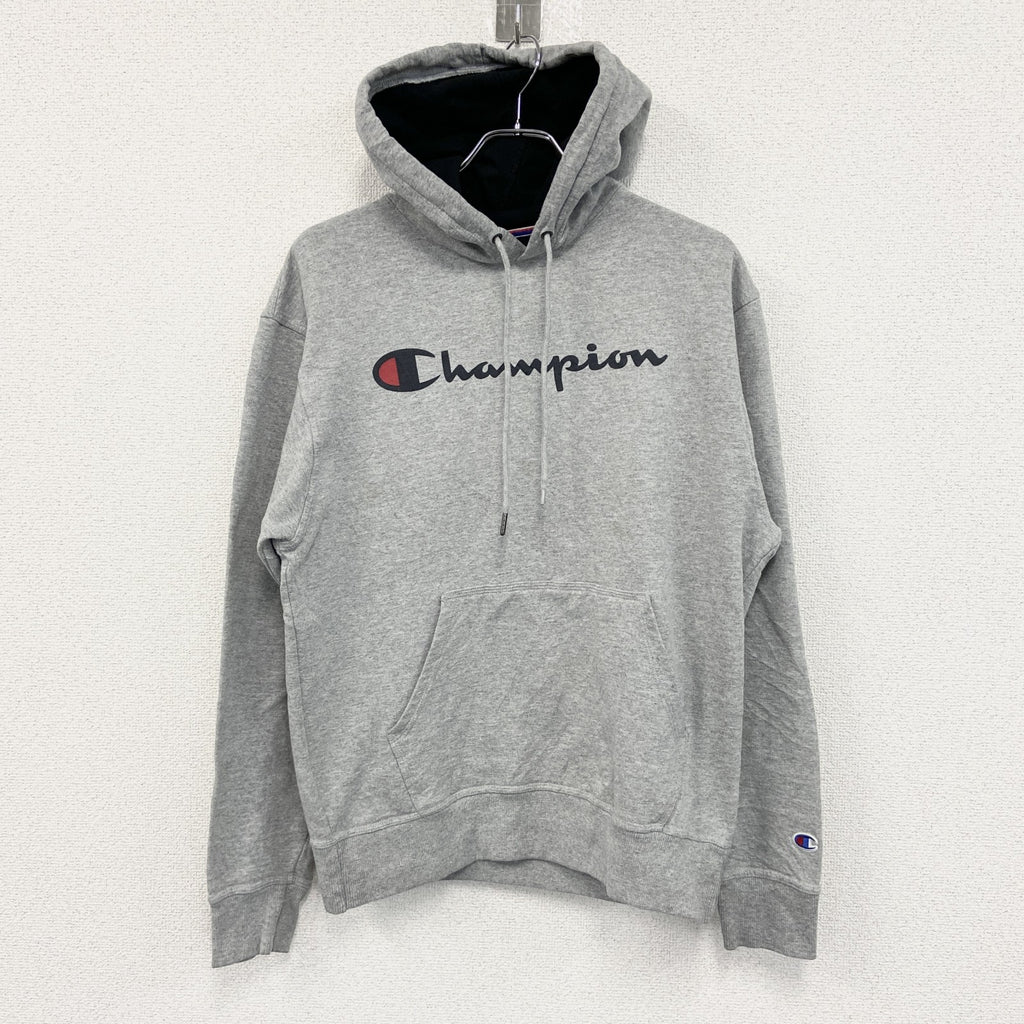 champion　チャンピオン　スウェットパーカー/フーディー　デカロゴ　刺繍ロゴ　ビッグシルエット　灰色　グレー　Mサイズ
